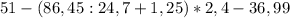 51-(86,45:24,7+1,25)*2,4-36,99