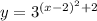 y=3^{(x-2)^2+2}