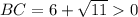 BC=6+\sqrt{11}0