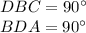 DBC=90а\\ BDA=90а