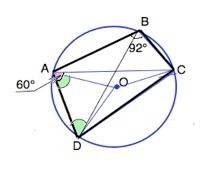 Четырехугольник abcd вписан в окружность.угол abc равен 92 градуса,угол cad равен 60 градусов.найдит