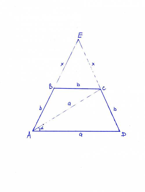 Три стороны ав, вс,сд трапеции авсд равны.диагональ вд равна основанию ад.найдите угол всд