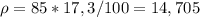 \rho=85*17,3/100=14,705