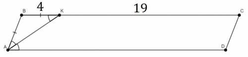 з биссектриса угла а параллелограмма abcd пересекает сторону вс в точке к. найдите периметр параллел
