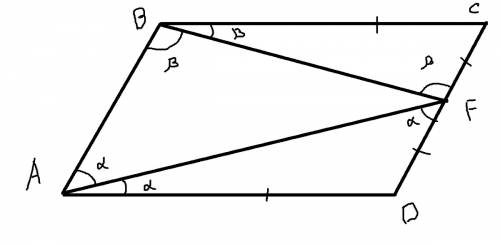 Биссектрисы углов а и в параллелограмма авсd пересекаются в точке f стороны cd. докажите, что f - се