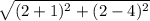 \sqrt{(2+1)^{2}+(2-4)^{2}}