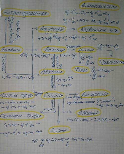 генетическая связь органических веществ нужно нарисовать схему (20 связей). и составить уравнения