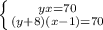 \left \{ {{yx=70} \atop {(y+8)(x-1)=70}} \right.