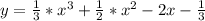 y=\frac{1}3*x^3+\frac{1}2*x^2-2x-\frac{1}3