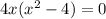 4x(x^{2}-4)=0