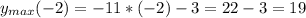 y_{max}(-2)= -11*(-2)-3=22-3=19