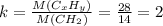 k= \frac{M(C_xH_y)}{M(CH_2)} = \frac{28}{14} =2