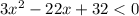 3x^2-22x+32