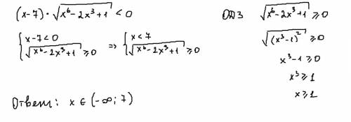 Нужен ход решения решить неравенство (х-7)√х^6-2х^3+1 < 0