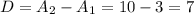 D=A_2-A_1=10-3=7