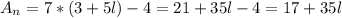 A_n=7*(3+5l)-4=21+35l-4=17+35l