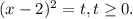 (x-2)^{2} =t, t\geq 0.