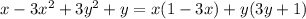 x-3x^2+3y^2+y=x(1-3x)+y(3y+1)