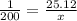 \frac{1}{200} =\frac{25.12}{x}