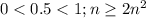 0<0.5<1; n \geq 2n^2