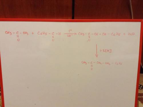 Осушествите превращения: ch3coch3-> ch3coch=chc6h5-> ch3coch2ch2c6h5
