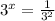 3^{x}= \frac{1}{ 3^{2}}