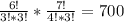 \frac{6!}{3!*3!}*\frac{7!}{4!*3!}=700