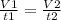 \frac{V1}{t1}= \frac{V2}{t2}