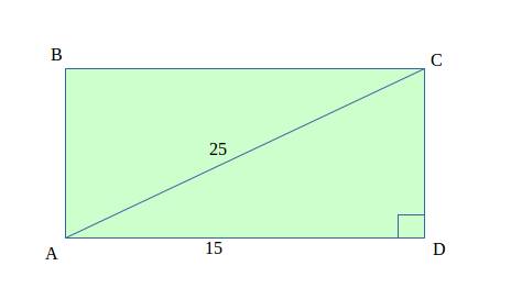 Одна из сторон прямоугольника равна 15 см, диагональ - 25. найдите периметр.