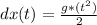 dx(t) = \frac{g*(t^2)}{2}