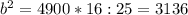 b^2=4900*16:25=3136