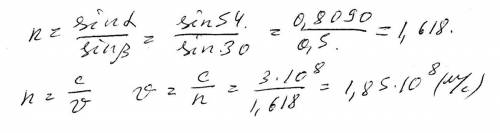 Определите абсолютный показатель преломления и скорость распространение света в слюде если при угле