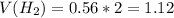 V(H_2)=0.56*2=1.12