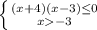 \left \{ {{(x+4)(x-3) \leq 0} \atop {x -3}} \right.