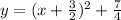 y=(x+ \frac{3}{2}) ^{2} + \frac{7}{4}