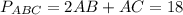 P_{ABC}=2AB+AC=18