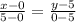 \frac{x-0}{5-0}= \frac{y-5}{0-5}