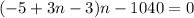 (-5+3n-3)n-1040=0