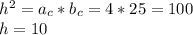 h^2=a_c*b_c=4*25=100 \\ h = 10