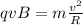 qvB=m\frac{v ^{2} }{R}