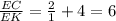 \frac{EC}{EK} = \frac{2}{1}+4 = 6