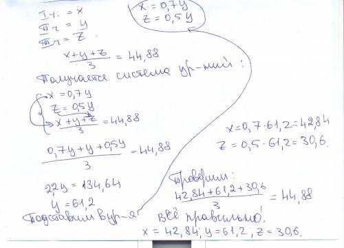 Как решить следующую : первое число составляет 70% от второго,а третье число-50% от второго.найдите