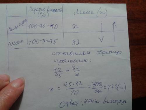 Виноград содержит 90% влаги, а изюм — 5%. сколько килограммов винограда требуется для получения 82 к