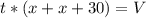 t*(x+x+30)=V