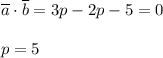 \overline{a}\cdot \overline{b}=3p-2p-5=0\\\\p=5