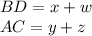 BD=x+w\\ AC=y+z