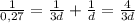 \frac{1}{0,27} = \frac{1}{3d} + \frac{1}{d} =\frac{4}{3d}