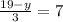 \frac{19-y}{3}=7