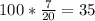 100* \frac{7}{20}= 35