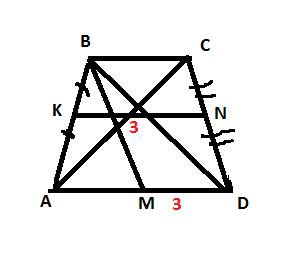 Сделайте чертеж в трапеции abcd диагонали ac=bd. на большем основании ad выбрана точка m так что bm=